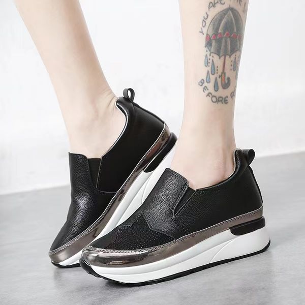 

women fashion platform sneakers non slip flat casual shoes ladies comfortable tennis walking athletic outdoor workout shoes, Black