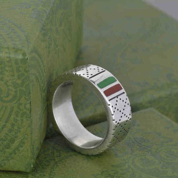 

2023 new designer jewelry bracelet necklace ring ancient red green stripe family light male female couple, Silver