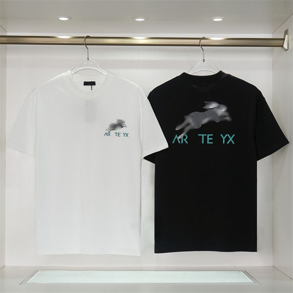 

outdoor loose tshirt arc tee canada brand design letter bone print cotton short sleeve shirt casual men street breathable round neck size s-, White;black