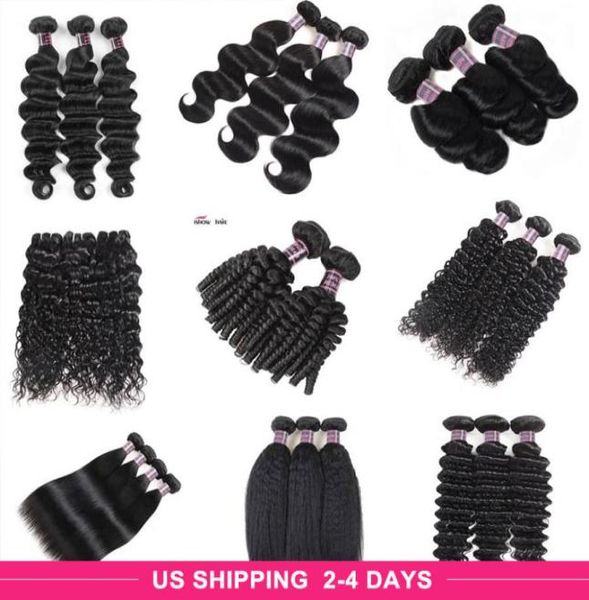 

828quot deep loose brazilian body wave hair extensions unprocessed peruvian human hair bundles deep wave water curly hair weave2242981, Black