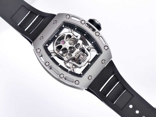 

luxury richarmille watches mechanical watch swiss movement rm05201 active tourbillon skull wristwatch designer rm5201 mysterious skull hollo, Slivery;black