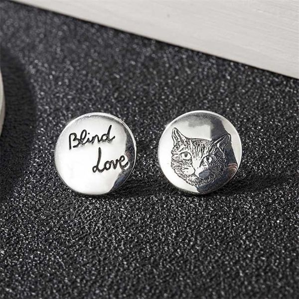 

20% off 2023 new designer jewelry bracelet necklace ring mini design ins fearless round cat asymmetric stud sterling versatile earrings, Golden