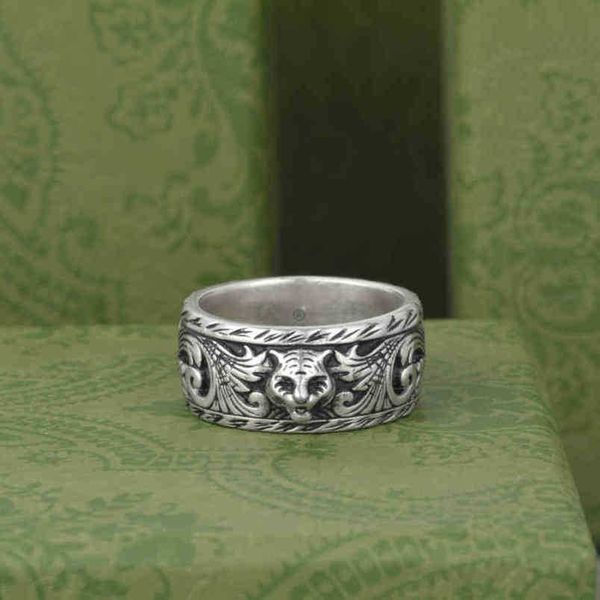 

20% off 2023 new designer jewelry bracelet necklace old head relief rattan pattern personalized couple ring for men women, Silver