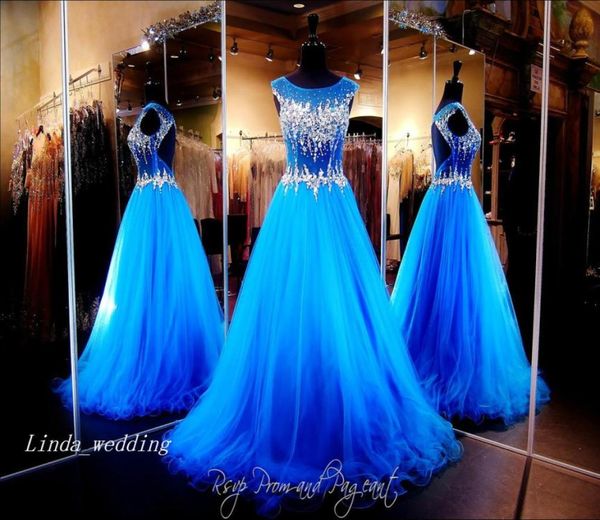 

royal blue open back prom dress sparkly bling crystal beaded floor length long formal party gown8269384, Black