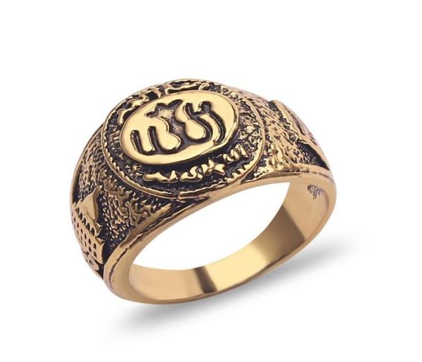 

cluster rings vintage muslim islamic ring alloy men statement jewelry middle east arab anel hoop5776503, Golden;silver