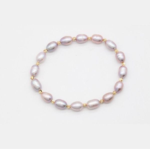 

78mm natural freshwater cultured oval pearl bracelet rice shape pearl stretch bangle bracelet love wish with gold plated charm3696492, Black