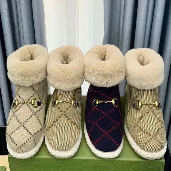 

winter wool boots fashion women shoes thick bottom suede letter shoes platform cold resistance designer shoe warmth retention woman short bo, Black