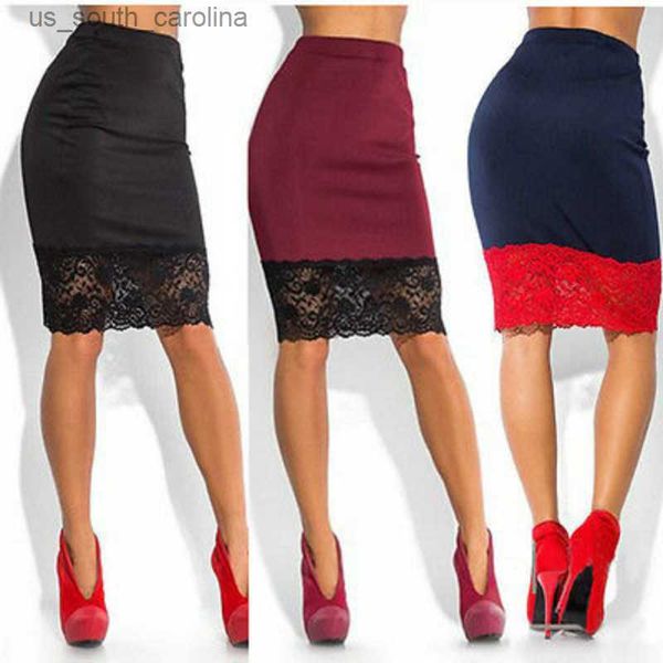 

women high waist elastic mini skirt short red black lace pencil skirt l230522
