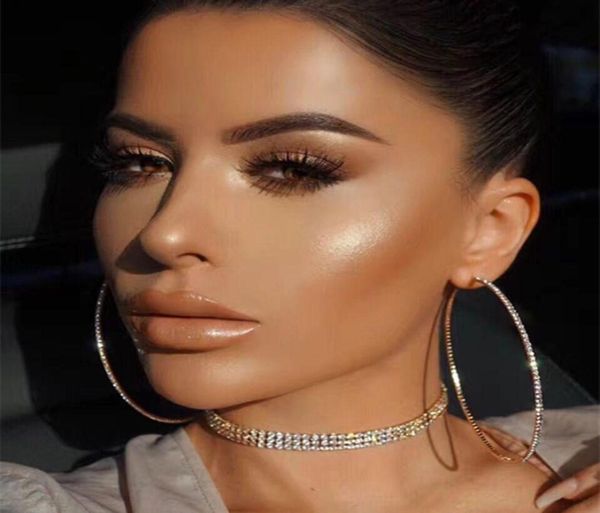 

women brand crystal circle hoop earrings fashion punk jewelry rhinestone earring pendant gold earring club hiphop bijoux3859914, Golden;silver