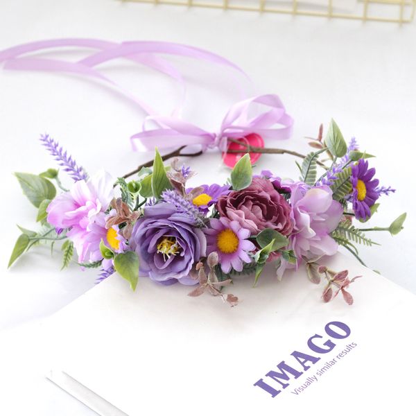 

flower wreath headwear, sen series super fairy bride jewelry, simulation of overseas kikyo flower hair band, wreath, performance, temperamen, Silver