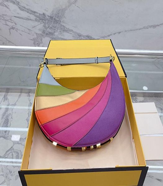 

rainbow underarm bag crescent moon handbags croissant bags women crossbody shoulder clutch bags quality zipper small purse genuine5930155