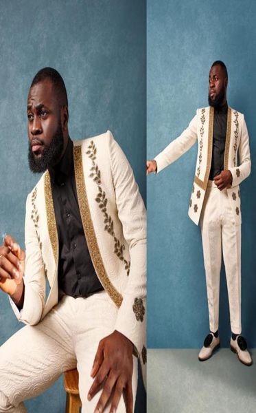 

noble design mens prom tuxedos suits gold embroidery lapel groom wear wedding suits applique party blazer jacketpants3567091, Black;gray