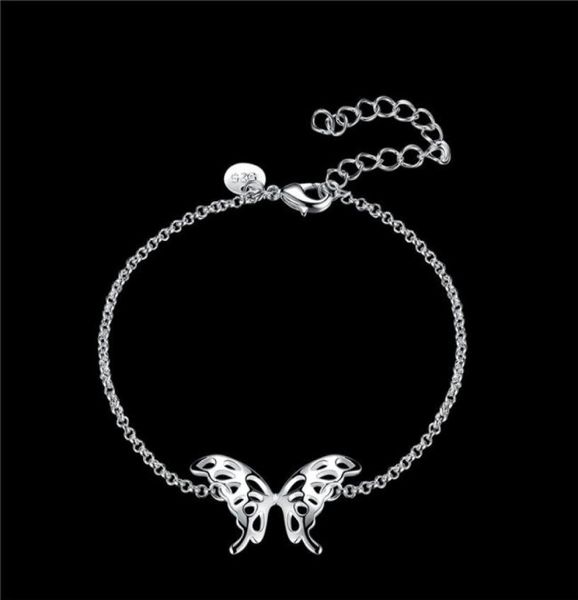 

women039s sterling silver plated butterfly charm bracelet gssb622 fashion 925 silver plate jewelry bracelets7612138, Golden;silver