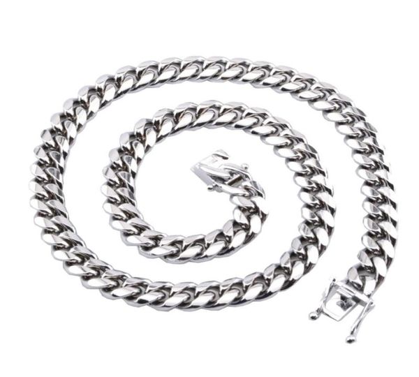 

10mm heavy necklace stainless steel miami link curb cuban chain mens necklace male party jewelry accessories stylish beautiful6732869, Silver