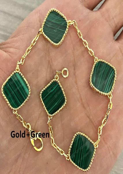

designer bracelet classic 4four leaf clover charm bracelets bangle chain 18k gold agate shell motherofpearl for womengirl wedd2984717, Golden;silver