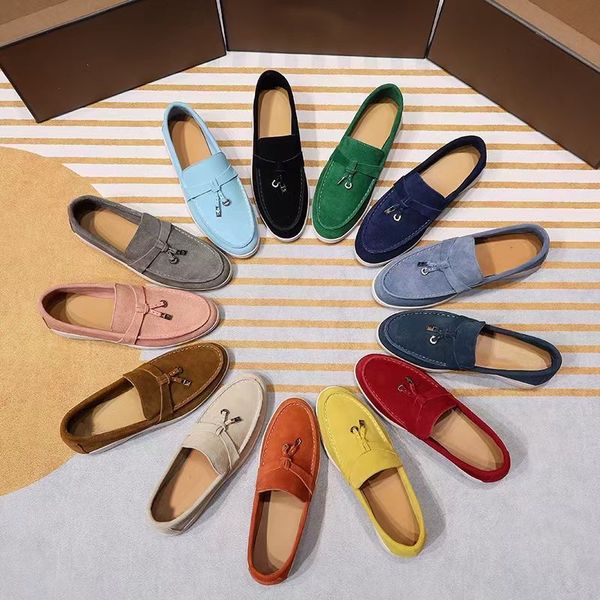 

lp leather loafers men shoes designer women casual dress shoe chamois leather flat shoes simple and comfortable big size 35-46 01, Black