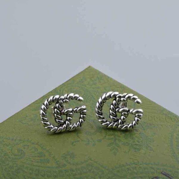 

designer jewelry bracelet necklace ring ancient pin needle old wind letter fried dough twist stud earring earphone girl high quality, Golden