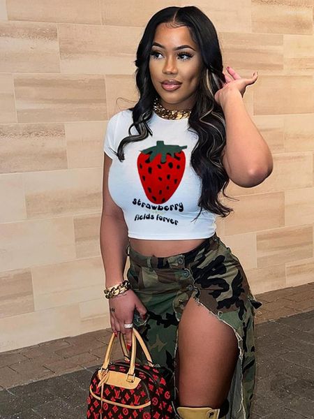 

stylish lady letter printed cropped t shirts summer women short sleeve o neck white club party street tees