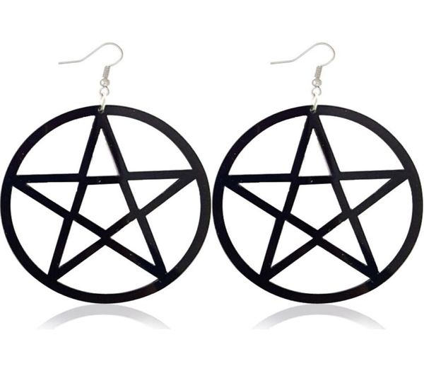 

punk acrylic large star dangle earrings for women gothic black big pentagram round drop earring fashion statement jewelry9325115, Silver