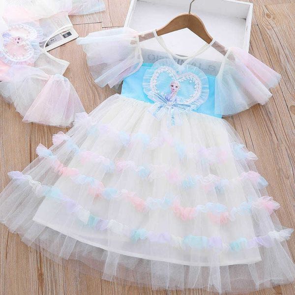

girl's dresses new girls princess dress summer children's super immortal colorful cake mesh skirt party dress for kids girl aa2305, Red;yellow
