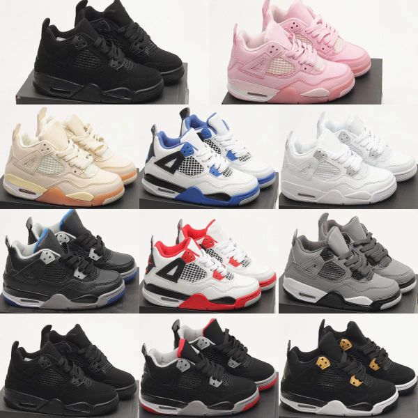 

versions kids shoes 4 basketball 4s black cat sneakers boys girls designer sport trainers youth toddler runner athletic outdoor