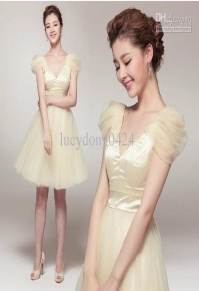 

simple vneck cap sleeve bridemaid dress a line knee length ruffle laceup satin and tulle wedding party dress7187185, White;pink