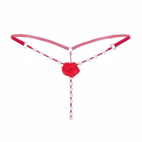 

38% off ribbon factory store crochless underwear series pearl massage embroidered low waist rubber band, Red;black