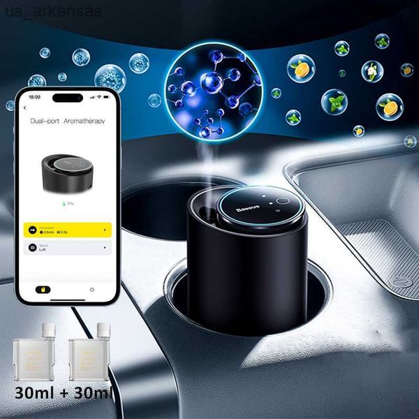 

aroma diffuser for car with 60ml air freshener with dual port smart air diffuser with app control baseus for car peach fragrance l230523