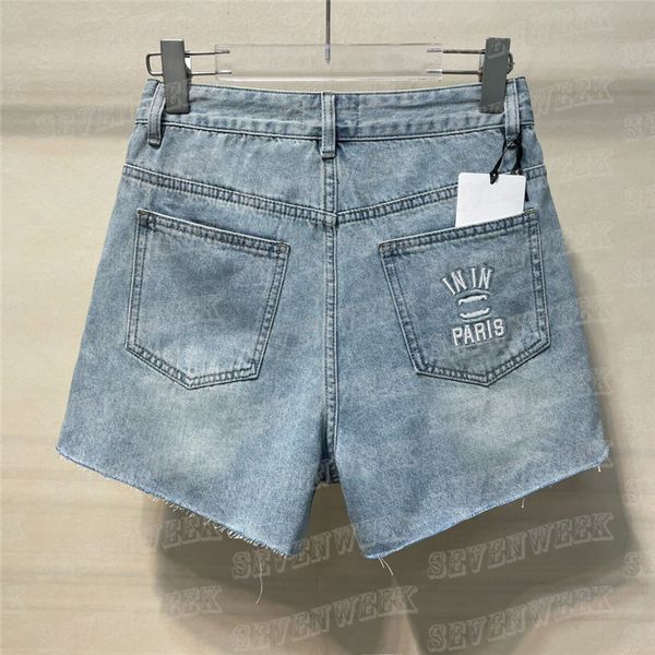 

denim shorts pants for women back embroidered letter jeans girl lady summer street style short pant, White;black