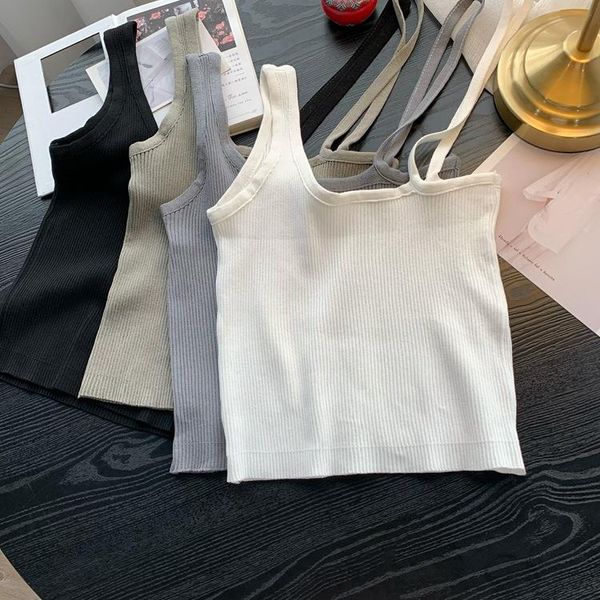 

t-shirt 2022 women fashion short suspender vest woman my220602, White
