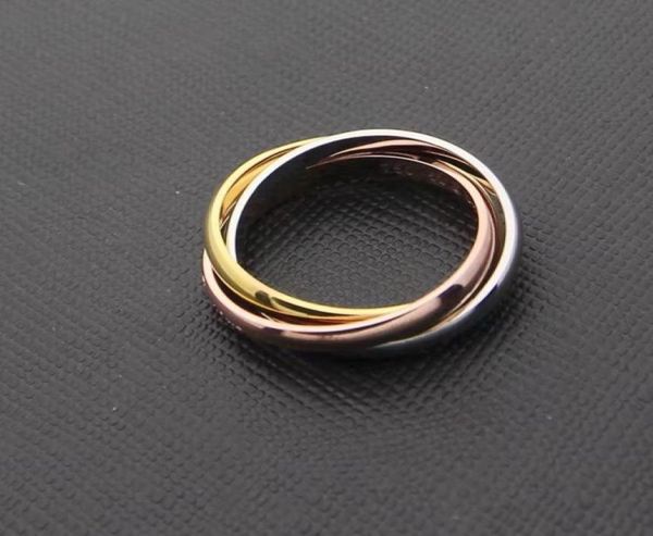 

fashion menwomen 316l titanium steel 3 circles 3 color 3in1 wedding engagement 18k gold plated combined rings size5114132716, Slivery;golden