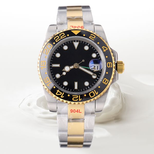 

mens mechanical self-wind ceramics watches 40mm full stainless steel strap waterproof wristwatches sapphire glass luminous unidirectional dh, Slivery;brown