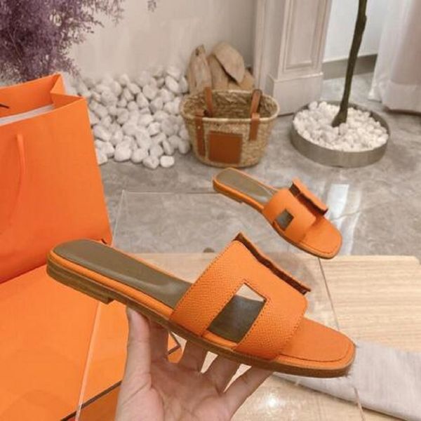 

eur35-42 designer women sandals genuine leather slipper oran sandal bathroom beach summer flat slides, Black