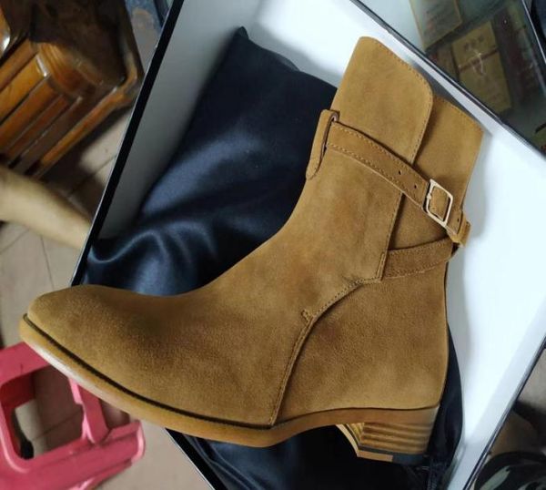 

suede bandana boots classic wyatt ankle western style black leather motorcylcle men gentlemen shoes fall winter1999022