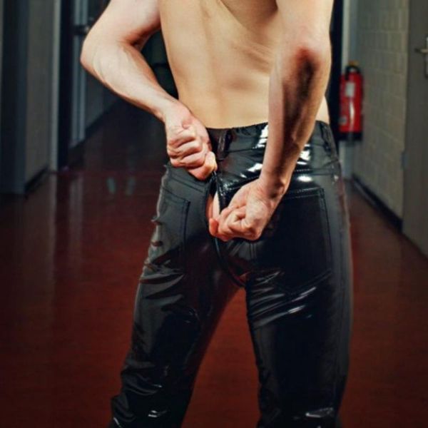 

pants underwear pvc open crotch leather pants nightclub bar show outfit stage outfit foreign trade source factory direct sales, Black