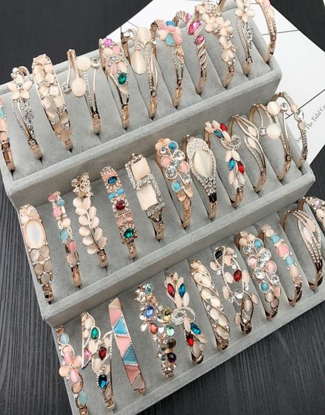 

charm bangle bracelet rose gold silver mix different styles whole cat eye gem rhinestone jewelry korean fashion quality bracel9165755, Golden;silver