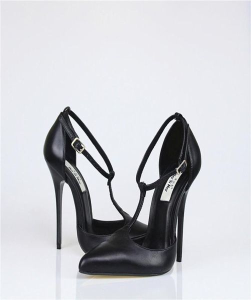 

13cm heel height almond shaped toes genuine leather stiletto heel pumps party shoes noh26391218, Black