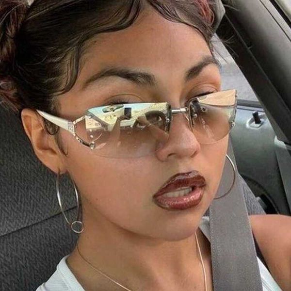 

2000's retro gradient sunglasses women luxury oversized sun glasses uv400 2022 ladies new fashion eyewear hip hop shades l230523, White;black