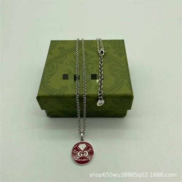 

2023 new designer jewelry bracelet necklace ring 925 ancient red enamel glue dropping pattern light hip hop pendant, Silver