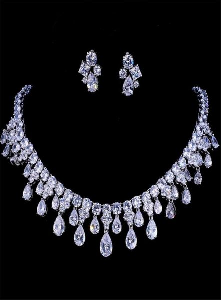 

emmaya zircons white gold color cubic zirconia bridal wedding necklace and earring sets party gift 2202245204529, Black