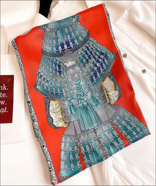 

90 90cm satin head scarf female silk head scarves for ladies hand rolled scarf 90 foulard luxe curling1240934, Blue;gray