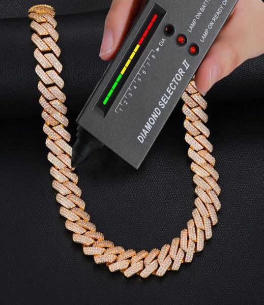 

chains 14mm 2 row moissanite diamond necklace for hip hop jewelry 925 sterling silver miami cuban link chain5917369