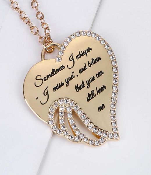 

angel wings with diamonds letter necklace wings love pendant necklace1717294, Silver