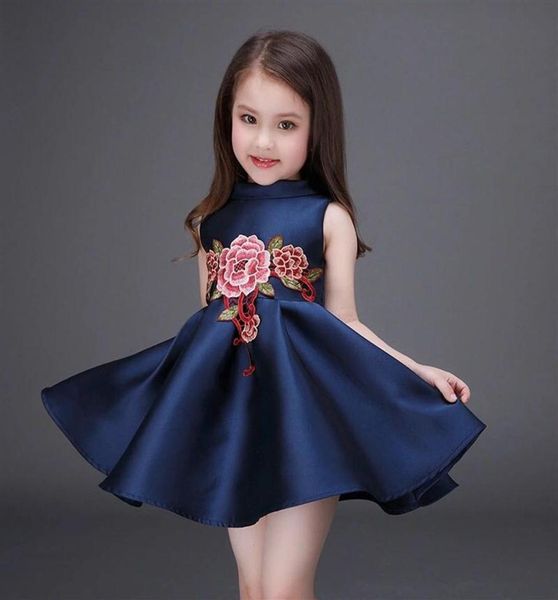 

summer girls dress embroidered flower princess kids party wedding dress 2 3 4 5 6 7 8 9 10 years old261p9858975, Red;yellow
