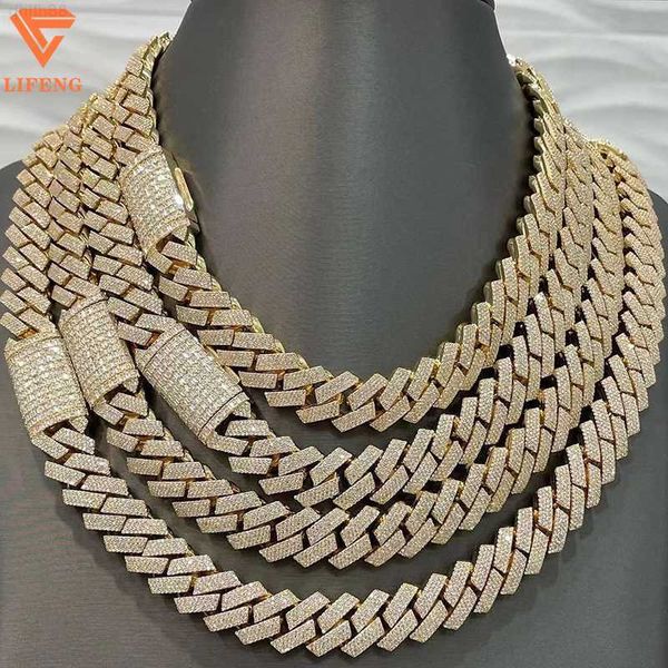 

lifeng jewelry accept customized hip hop bling vvs moissanite cuban chain necklace iced out diamond cuban chain, Silver