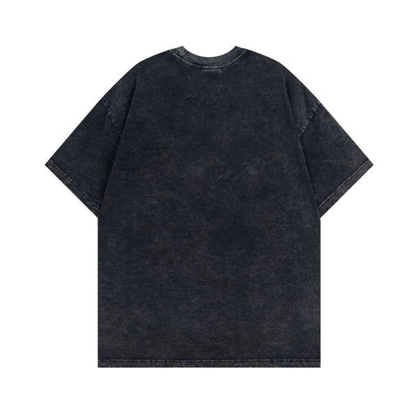 

street print washed old short sleeve t-shirt men's and women's high street fashion oversize loose top, White;black