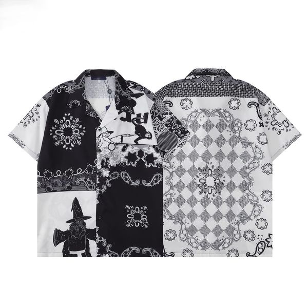 

summer mens t shirts designer shirt men tee bowling casual printed button lapel cardigan fashion short sleeve man shirt business affairs t-s, White;black