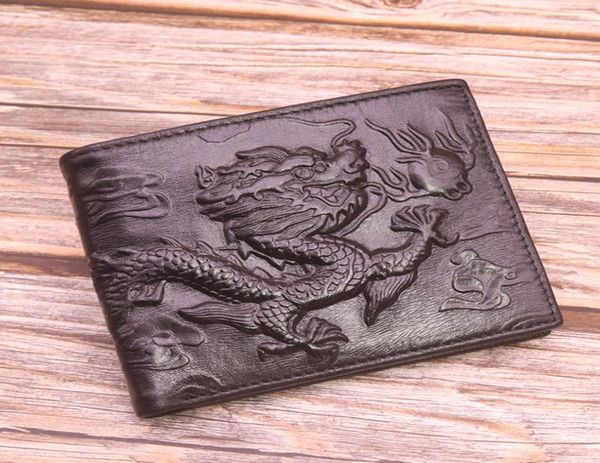 

wallets genuine leather 3d for men embossed dragon design short slim wallet male purse card holder coin pocket5204569, Red;black