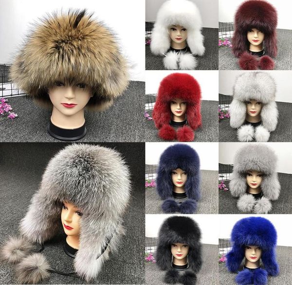 

berets winter russian style genuine fur bomber hats natural 100 real hat with warm soft ear flaps for womenberets beretsberets1967488, Blue;gray