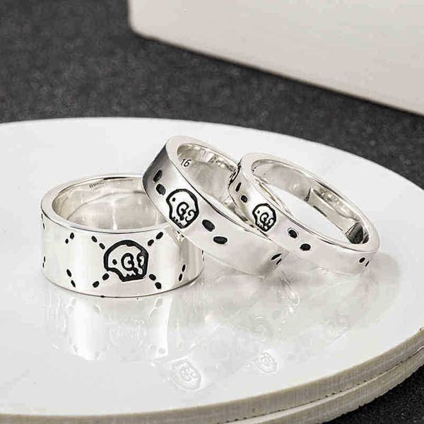 

2023 new designer jewelry bracelet necklace ring sterling ghost skull head couple elf simple men's women's, Silver